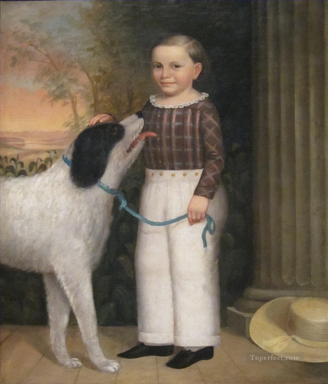 犬と少年 チャールズ・ソウル油絵
